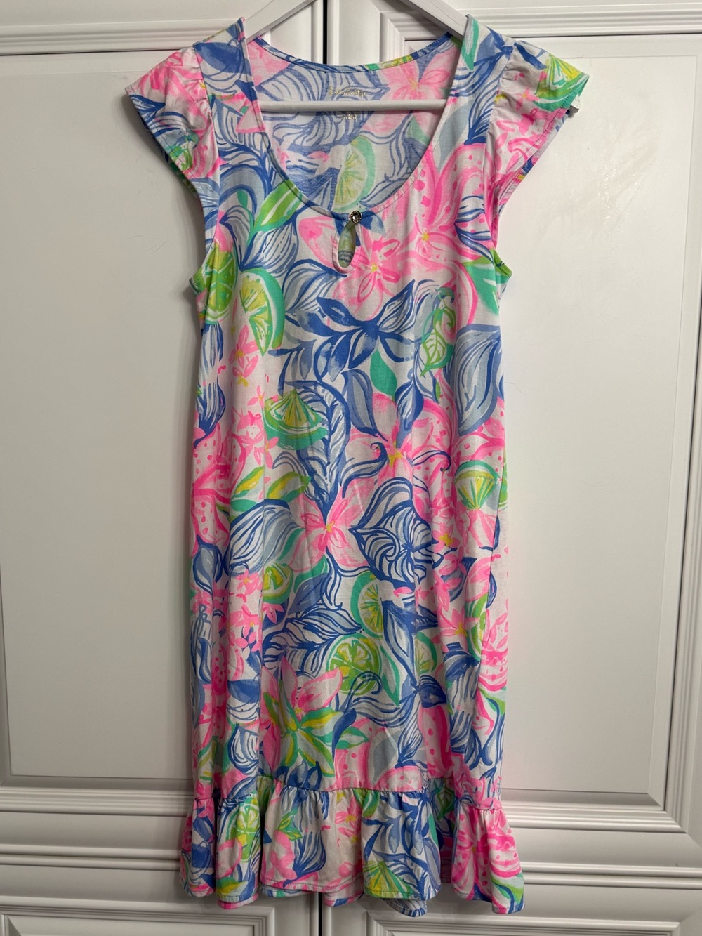 Lilly Pulitzer Size XS Rejina Dress in Multi Havana Cocktail Print Cotton